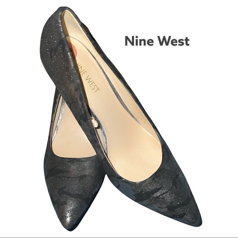 Nine West black/ gray camo style heels - Picture 2 of 7